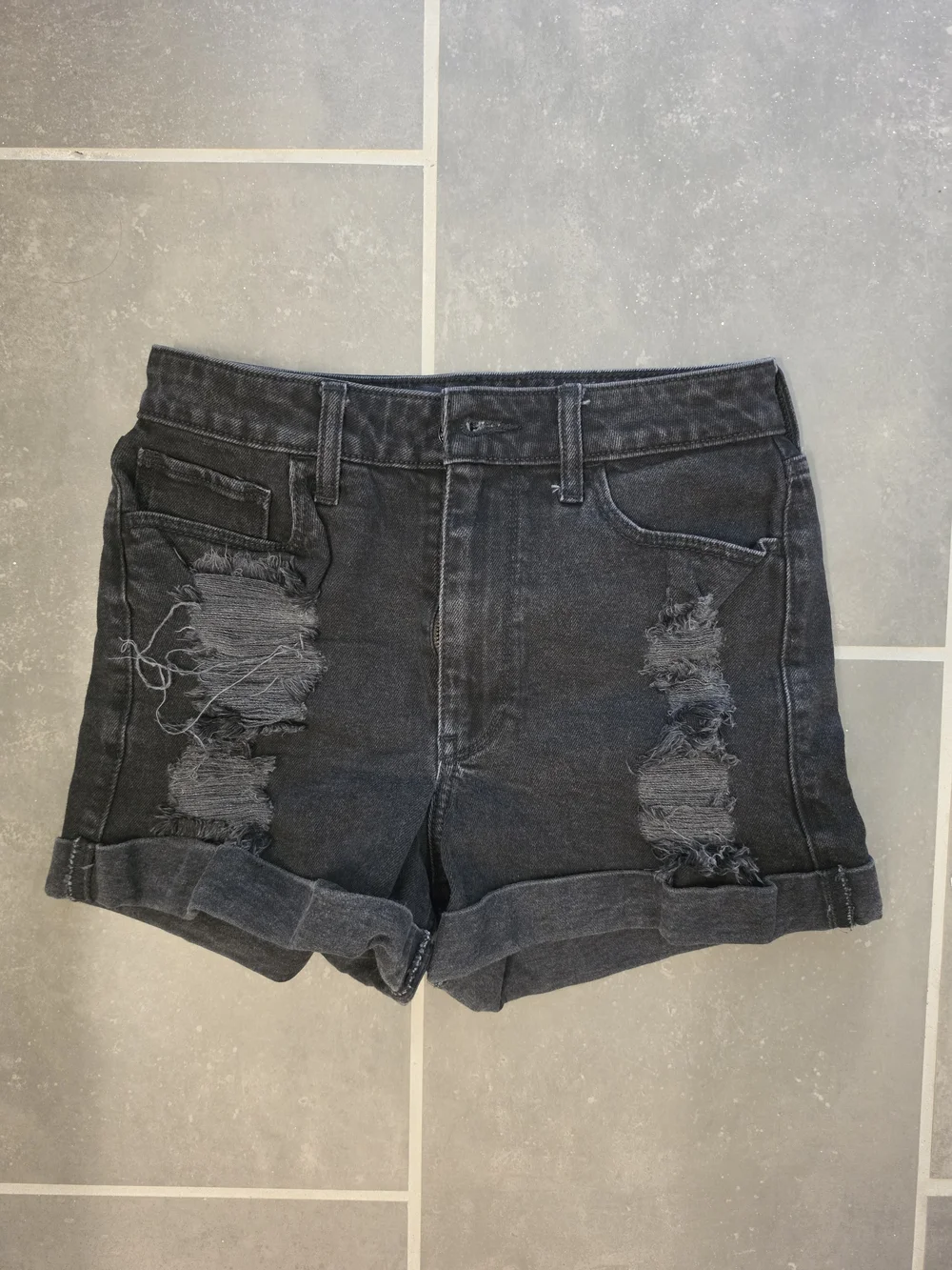 Hollister Black Distressed Denim Shorts